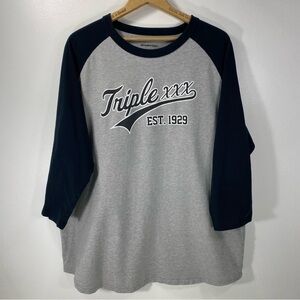 Triple XXX Restaurant Black Gray Ringer Cotton Baseball Graphic Tee T-Shirt 2XL